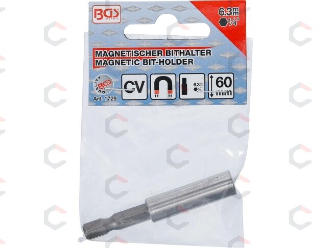 Magnetinis antgalių laikiklis | išorinis šešiakampis 6,3 mm (1/4") | 60 mm (1729) 3 Magnetinis antgalių laikiklis | išorinis šešiakampis 6,3 mm (1/4") | 60 mm (1729) 3
