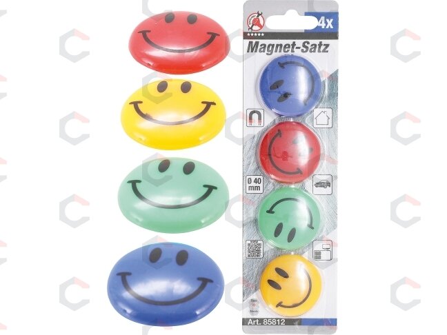 Magnetų rinkinys | "Šypsokis" | Ø 40 mm | 4 vnt. (85812) 2 Magnetų rinkinys | "Šypsokis" | Ø 40 mm | 4 vnt. (85812) 2