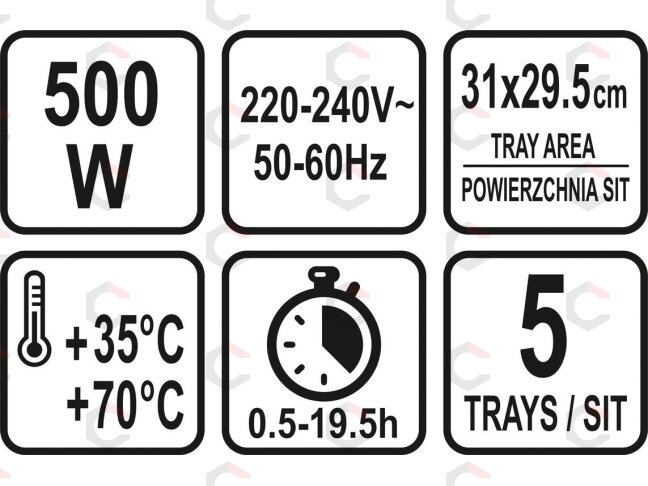 Maisto džiovintuvas | 5 sieteliai | su laikmačiu | 420-500W (68271) 9 Maisto džiovintuvas | 5 sieteliai | su laikmačiu | 420-500W (68271) 9