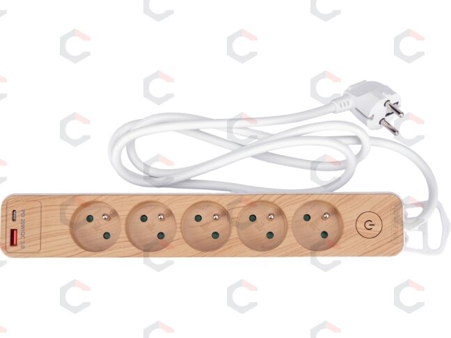 Maitinimo laidas/ilgintuvas su įžeminimu (medžio imitacija) | 5 lizdai + USB | 1,0 mm2 | 1.4 m (72344) 2 Maitinimo laidas/ilgintuvas su įžeminimu (medžio imitacija) | 5 lizdai + USB | 1,0 mm2 | 1.4 m (72344) 2