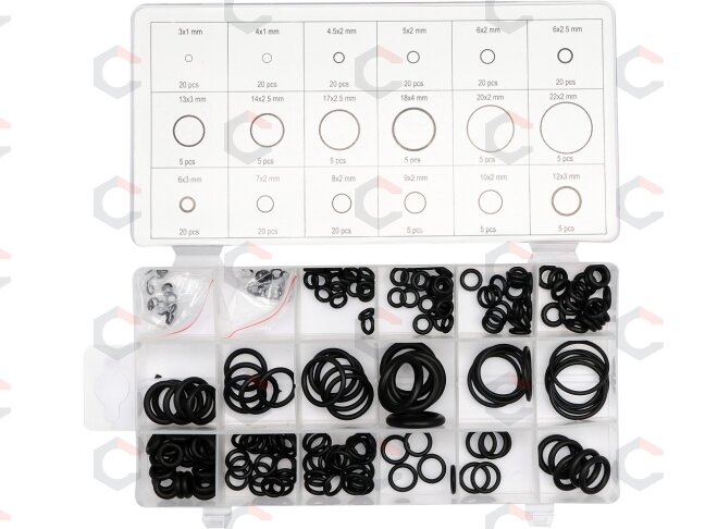 Manžetų komplektas | 3-22 mm Ø | 225 vnt. (YT-06877) Manžetų komplektas | 3-22 mm Ø | 225 vnt. (YT-06877)