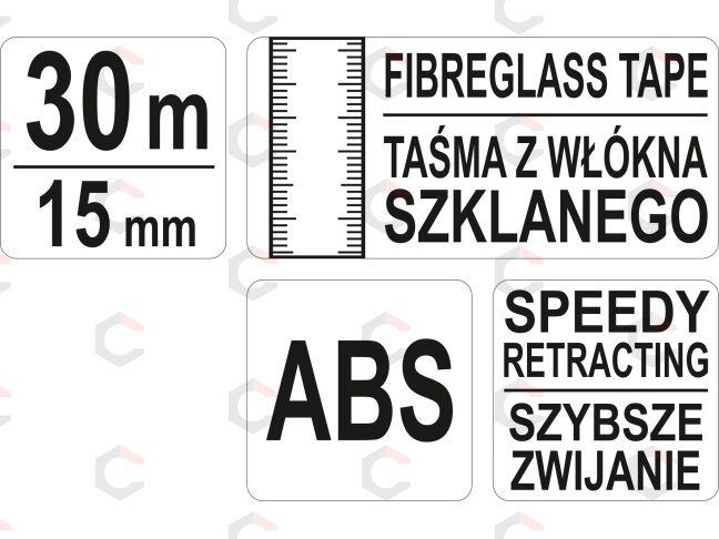 Matavimo juosta stiklo pluošto | 30 m X 15 mm geodezinė (YT-71540) 3 Matavimo juosta stiklo pluošto | 30 m X 15 mm geodezinė (YT-71540) 3