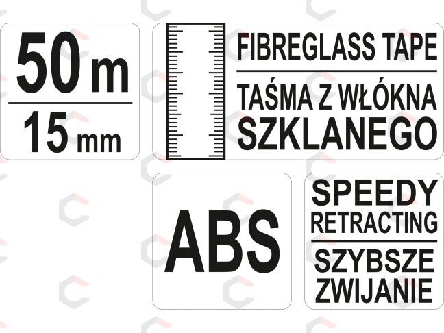 Matavimo juosta stiklo pluošto | 50 m X 15 mm geodezinė (YT-71541) 3 Matavimo juosta stiklo pluošto | 50 m X 15 mm geodezinė (YT-71541) 3