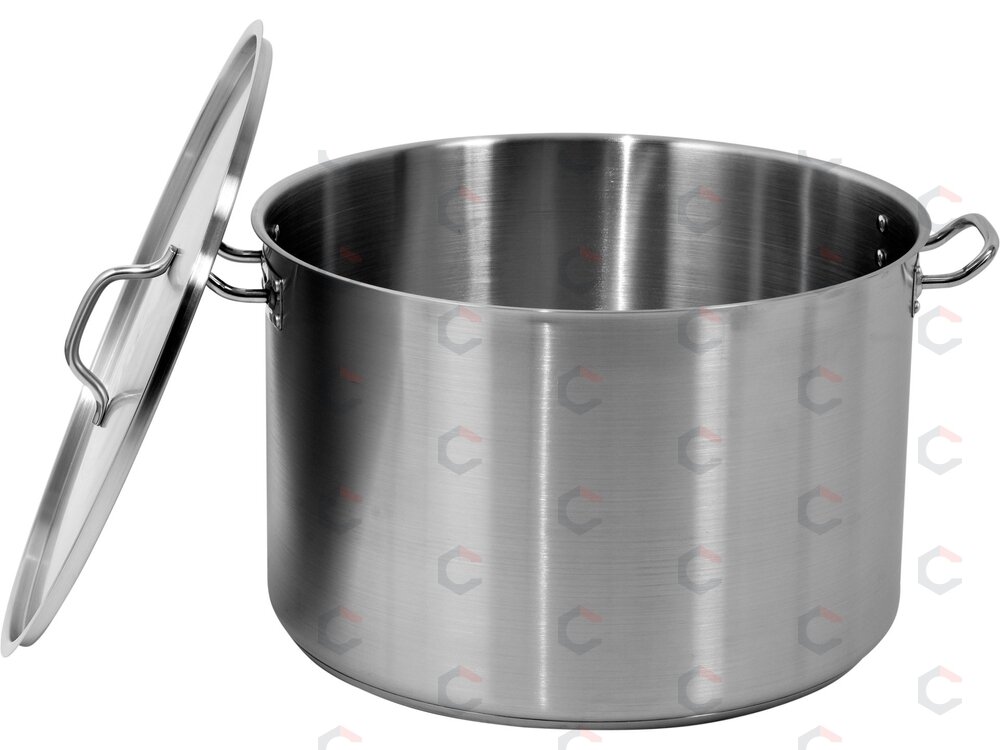 Vidutinio aukščio nerūdijančio plieno puodas su dangčiu | Ø 50 cm | 500 × 320 mm | 62,8 l (YG-00029) 1 Vidutinio aukščio nerūdijančio plieno puodas su dangčiu | Ø 50 cm | 500 × 320 mm | 62,8 l (YG-00029) 1