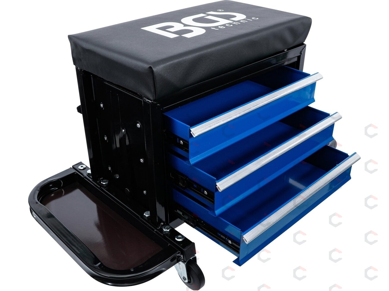 Mechaniko kėdutė – mobili su 3 stalčiais – 150 kg (2859) Mechaniko kėdutė – mobili su 3 stalčiais – 150 kg (2859)