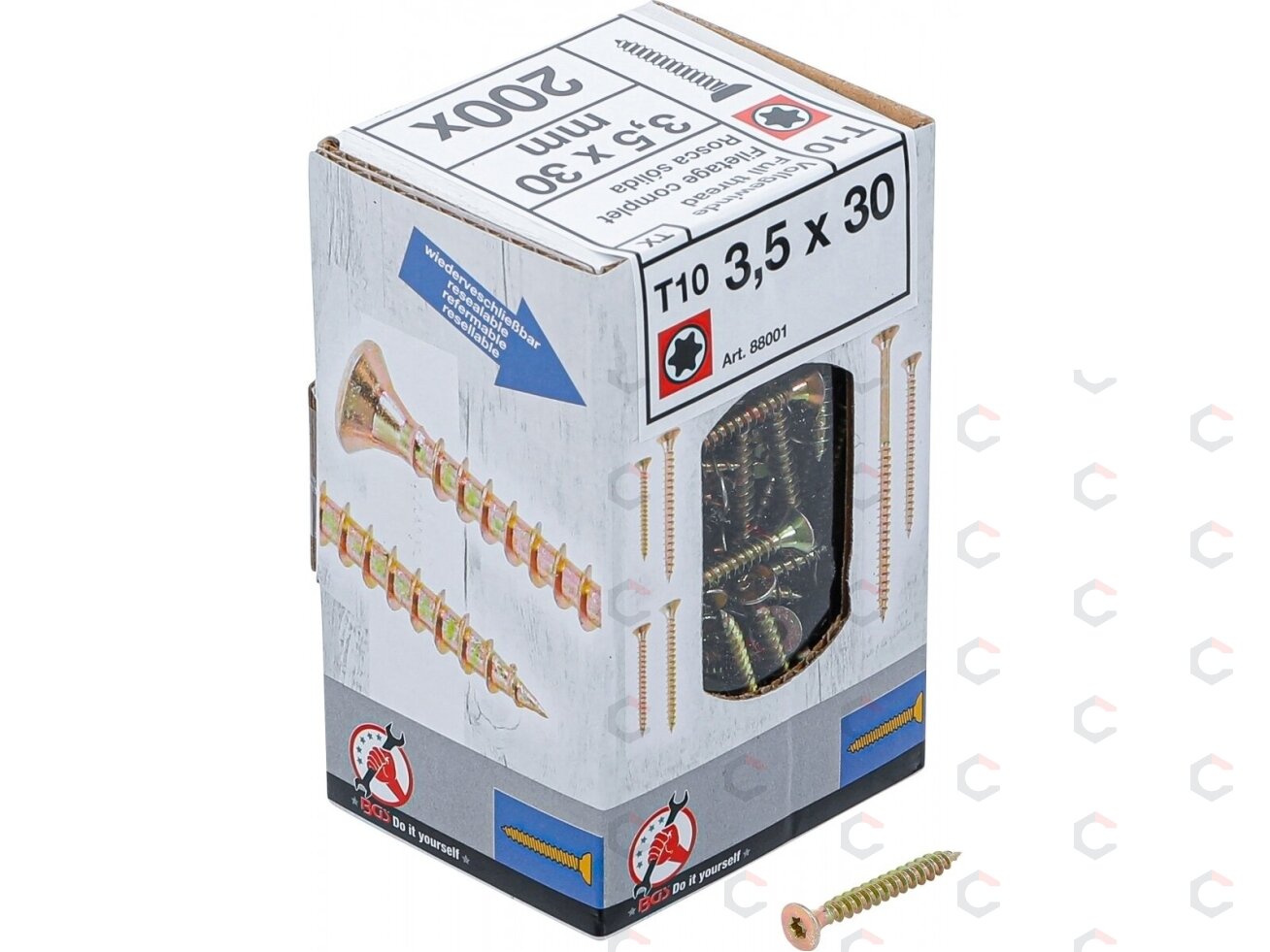 Medienos ir plastiko varžtai | T-Star T10 | 3,5 x 30 mm | 200 vnt. (88001) Medienos ir plastiko varžtai | T-Star T10 | 3,5 x 30 mm | 200 vnt. (88001)