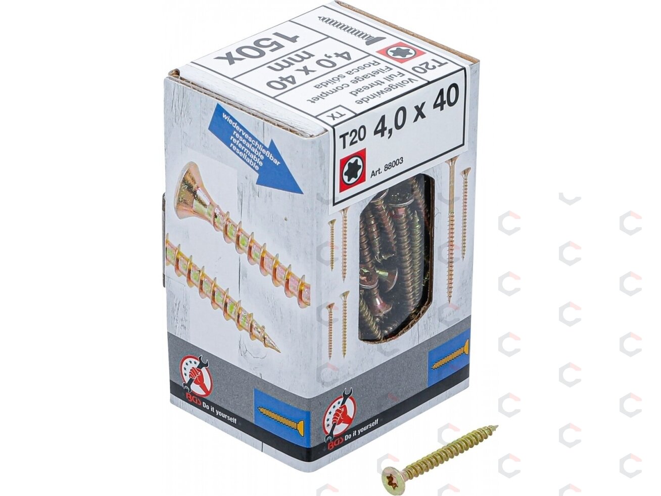 Medienos varžtai galvanizuoti | T-Star T20 | 4.0 x 40 mm | 150 vnt. (88003) Medienos varžtai galvanizuoti | T-Star T20 | 4.0 x 40 mm | 150 vnt. (88003)