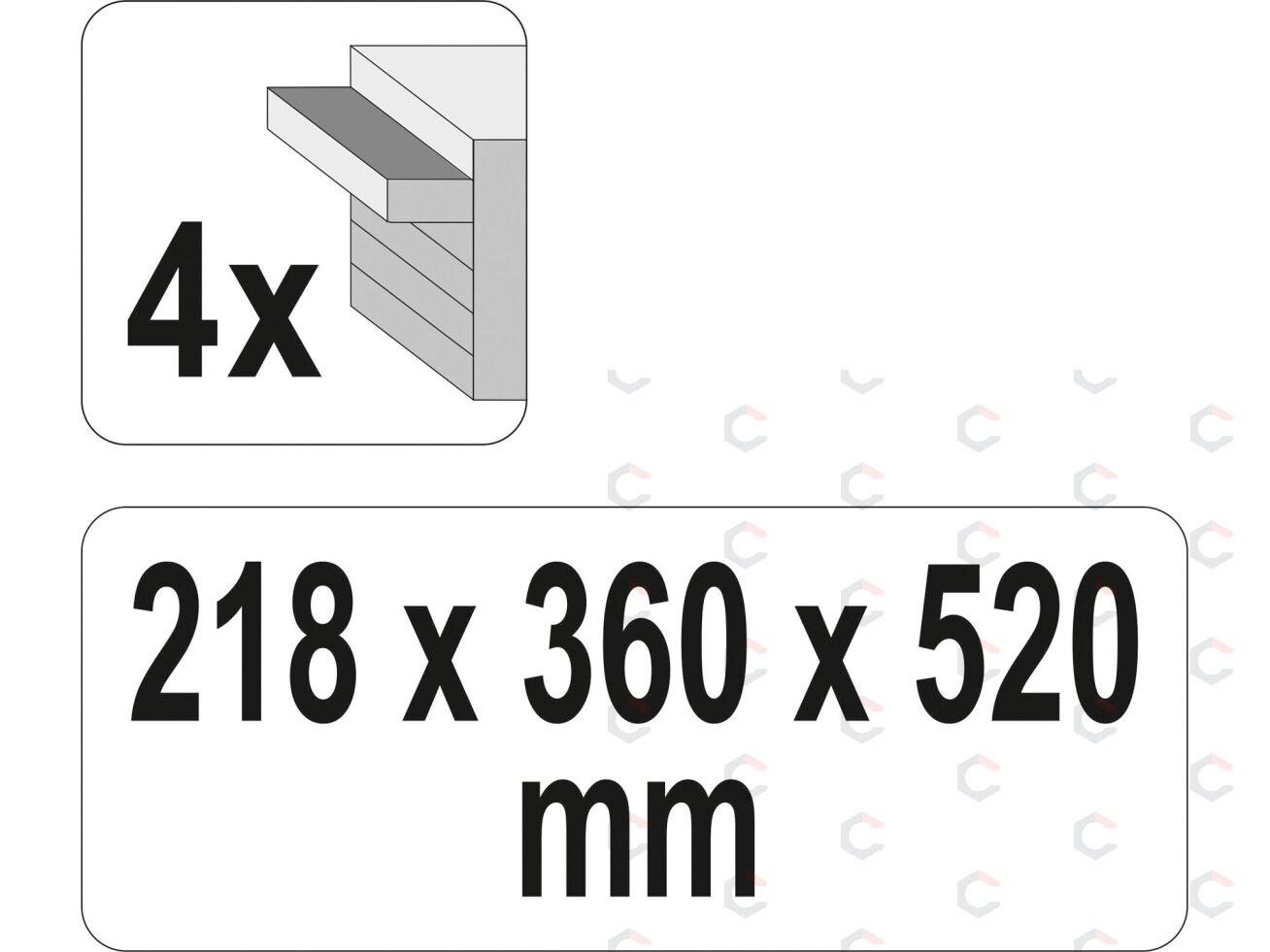 Metalinė įrankių dėžė, tuščia | 4 stalčiai (YT-08874) 3