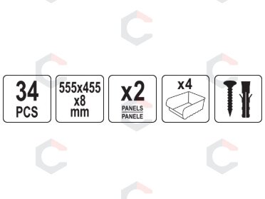 Metalinis įrankių stendas su dėžutėmis ir laikikliais | 34 vnt (YT-08980) 5 Metalinis įrankių stendas su dėžutėmis ir laikikliais | 34 vnt (YT-08980) 5