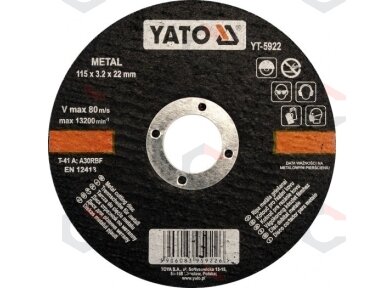Metalo pjovimo diskas | profesionalus A30RBF, T-41A | 125×1,2×22 mm (YT-5923)