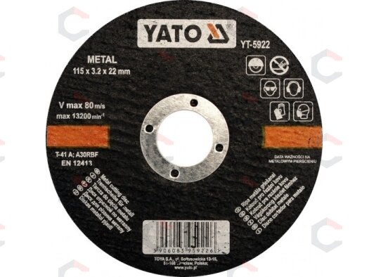 Metalo pjovimo diskas | profesionalus A30RBF, T-41A | 125×1,2×22 mm (YT-5923) 1 Metalo pjovimo diskas | profesionalus A30RBF, T-41A | 125×1,2×22 mm (YT-5923) 1