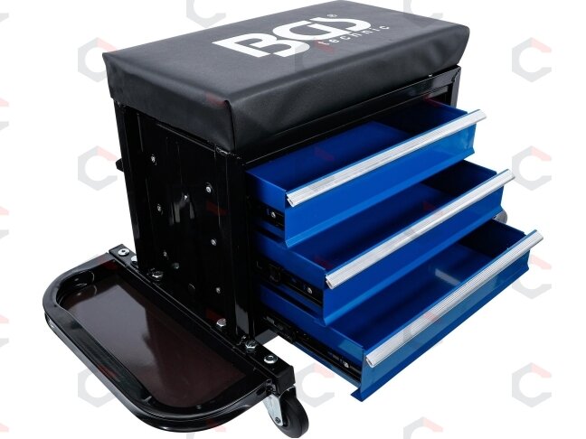 Mechaniko kėdutė – mobili su 3 stalčiais – 150 kg (2859) Mechaniko kėdutė – mobili su 3 stalčiais – 150 kg (2859)