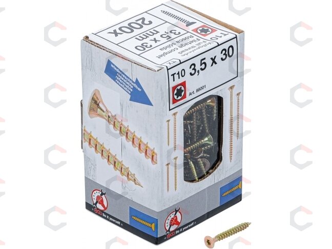 Medienos ir plastiko varžtai | T-Star T10 | 3,5 x 30 mm | 200 vnt. (88001)