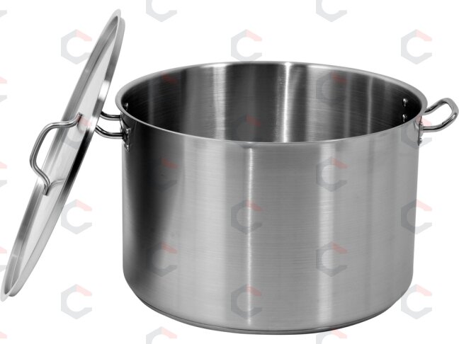 Vidutinio aukščio nerūdijančio plieno puodas su dangčiu | Ø 50 cm | 500 × 320 mm | 62,8 l (YG-00029) 1 Vidutinio aukščio nerūdijančio plieno puodas su dangčiu | Ø 50 cm | 500 × 320 mm | 62,8 l (YG-00029) 1