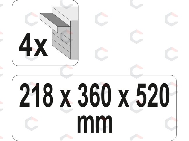Metalinė įrankių dėžė, tuščia | 4 stalčiai (YT-08874) 3 Metalinė įrankių dėžė, tuščia | 4 stalčiai (YT-08874) 3