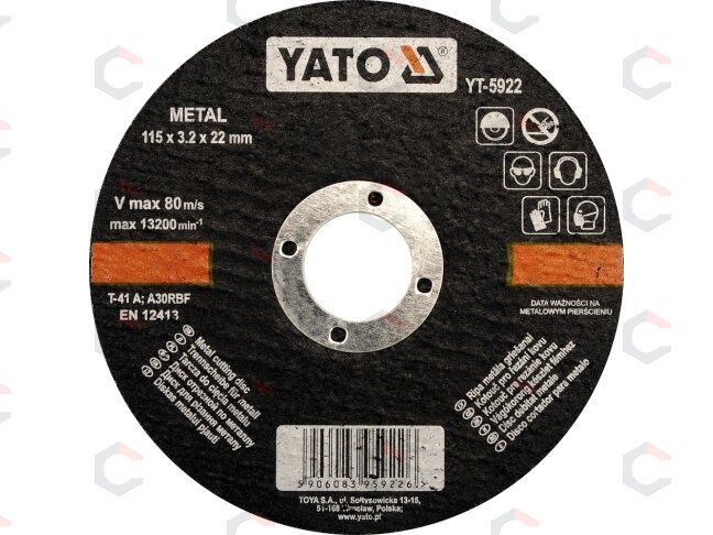 Metalo pjovimo diskas | profesionalus A30RBF, T-41A | 125×1,2×22 mm (YT-5923) Metalo pjovimo diskas | profesionalus A30RBF, T-41A | 125×1,2×22 mm (YT-5923)