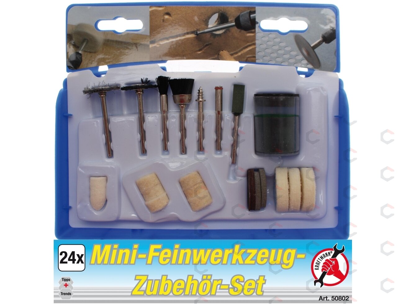Mini šveitimo / poliravimo / gręžimo rinkinys | 24 vnt. (50802) Mini šveitimo / poliravimo / gręžimo rinkinys | 24 vnt. (50802)