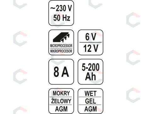 Mikroprocesorinis impulsinis auto pakrovėjas | 6/12V 8A 5-200ah (YT-8301) 2