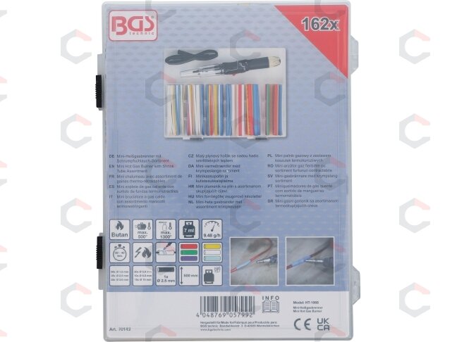 Mini dujinis degiklis su termo susitraukiančiais vamzdeliais | piezo | 162 vnt. | BGS (70143) 4 Mini dujinis degiklis su termo susitraukiančiais vamzdeliais | piezo | 162 vnt. | BGS (70143) 4