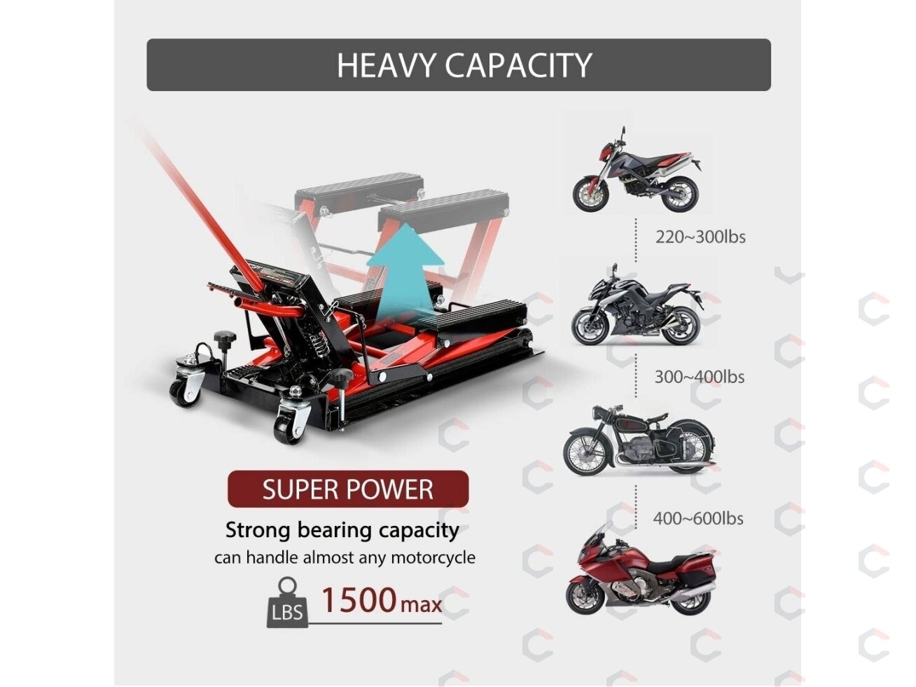 Motociklų ir kvadrociklų ATV hidraulinis keltuvas | 1500LBS / 680 kg (SK3019) 7