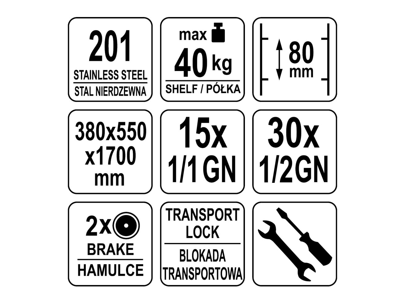 Nerūdijančio plieno vežimėlis indams 380x550x1700 mm (YG-09070) 6 Nerūdijančio plieno vežimėlis indams 380x550x1700 mm (YG-09070) 6