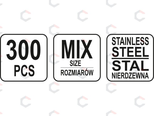 Nerūdyjančio plieno veržlių rinkinys | 300 vnt (YT-06773) 3 Nerūdyjančio plieno veržlių rinkinys | 300 vnt (YT-06773) 3