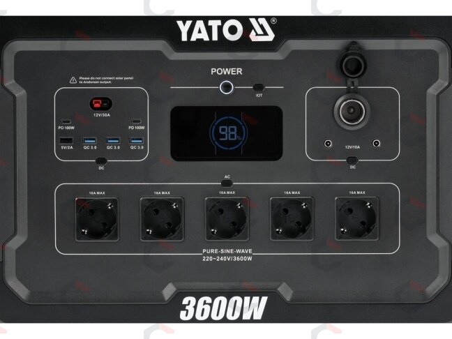 Nešiojama maitinimo stotis LiFePO4 | 3600 W | 3072 Wh (YT-83096) 8 Nešiojama maitinimo stotis LiFePO4 | 3600 W | 3072 Wh (YT-83096) 8