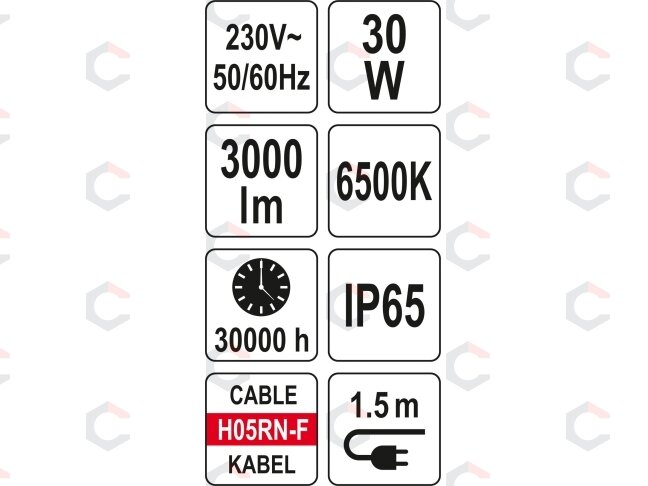 Nešiojamas prožektorius | SMD LED 30W 3000LM (YT-81838) 5 Nešiojamas prožektorius | SMD LED 30W 3000LM (YT-81838) 5