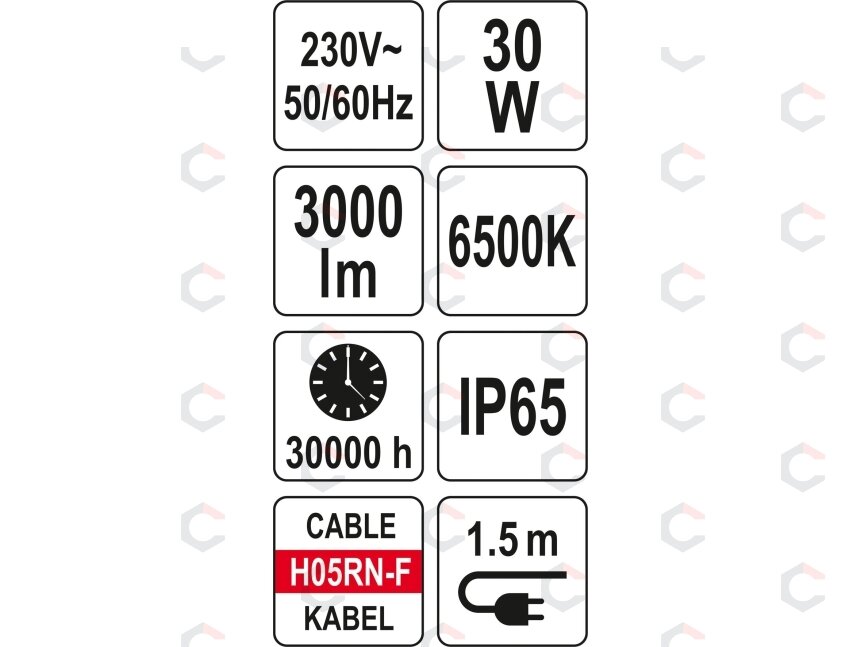 Nešiojamas prožektorius | SMD LED 30W 3000LM (YT-81838) 5 Nešiojamas prožektorius | SMD LED 30W 3000LM (YT-81838) 5