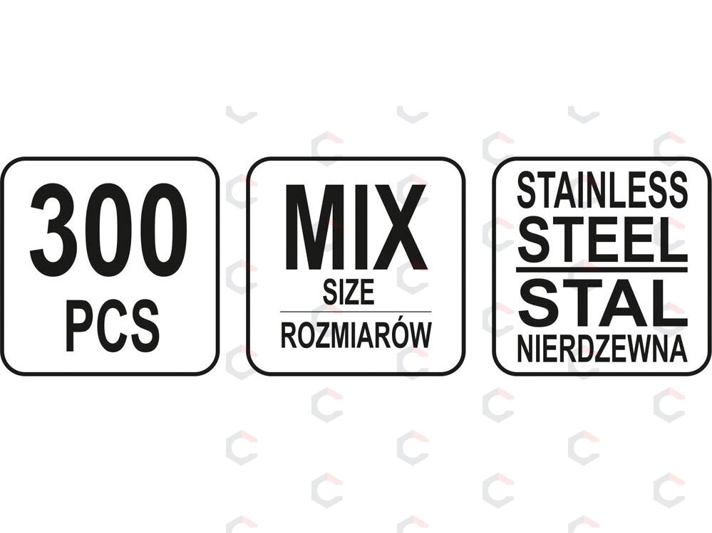 Nerūdyjančio plieno veržlių rinkinys | 300 vnt (YT-06773) 3 Nerūdyjančio plieno veržlių rinkinys | 300 vnt (YT-06773) 3