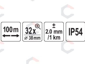 Optinis nivelyras su aksesuarais | 32X IP66 + 5 m lenta + trikojis (YT-30553) 8 Optinis nivelyras su aksesuarais | 32X IP66 + 5 m lenta + trikojis (YT-30553) 8