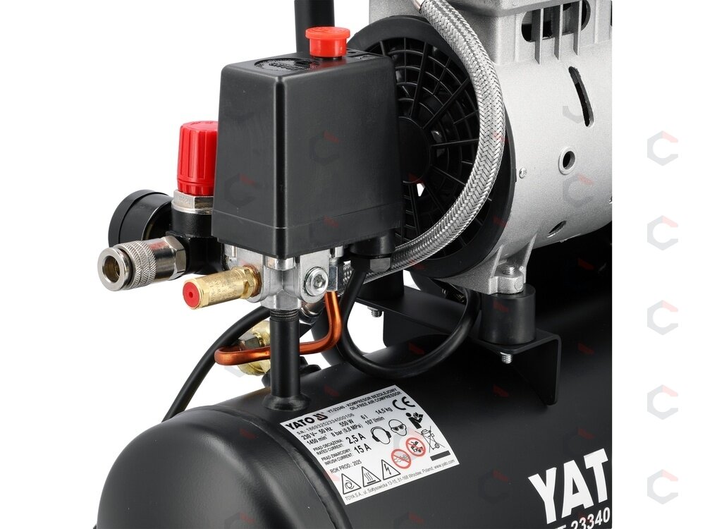 Oro kompresorius tylus | betepalinis | 6L/0.8MPA/8BAR/116PSI/ 107l/min | 550 W (YT-23340) 5 Oro kompresorius tylus | betepalinis | 6L/0.8MPA/8BAR/116PSI/ 107l/min | 550 W (YT-23340) 5