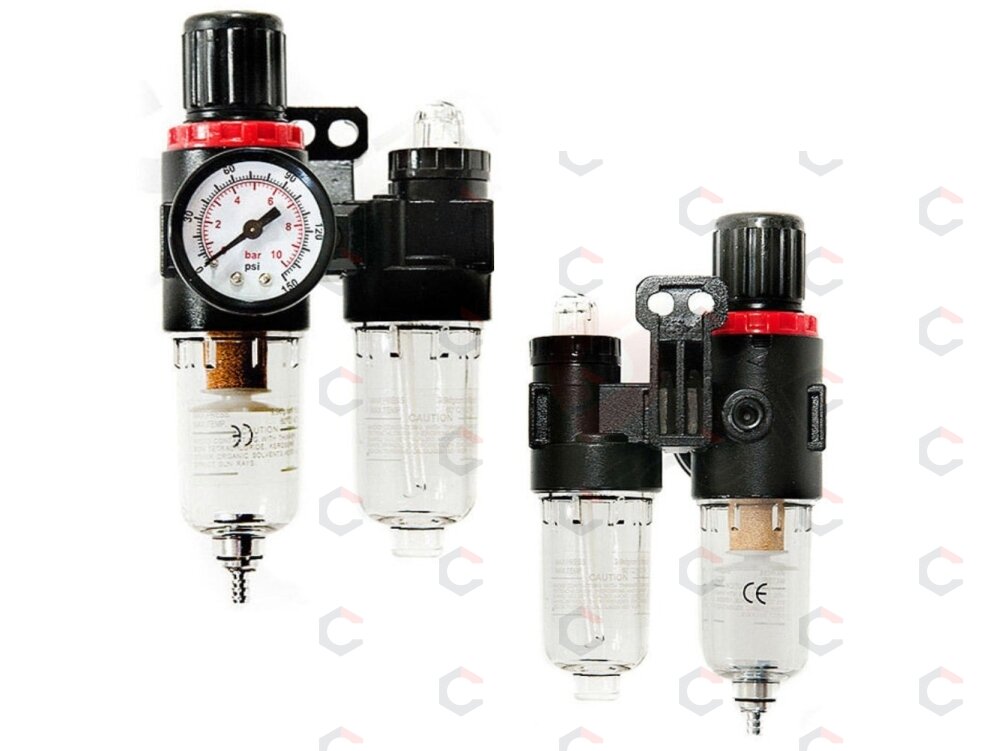Oro filtras / tepalo blokas su slėgio reguliatoriumi ir manometru | 1/4" (LG-08) 3