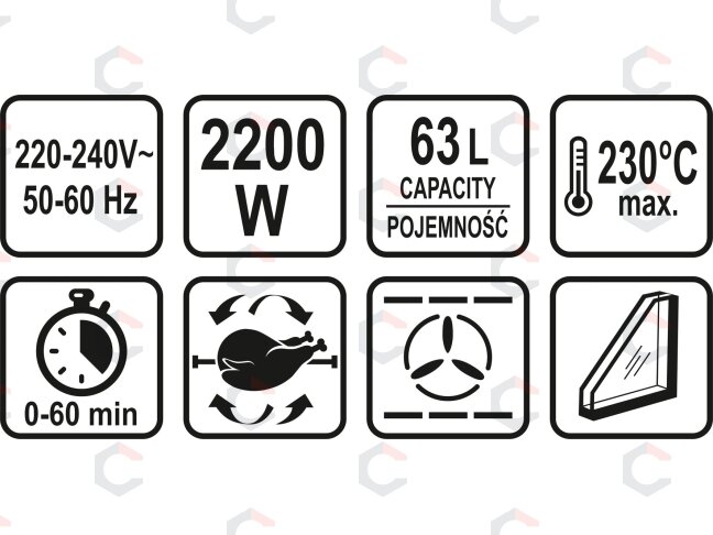 Orkaitė elektrinė | 2200 W | 63L (68053) 6 Orkaitė elektrinė | 2200 W | 63L (68053) 6