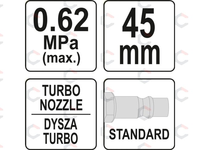 Oro pūtimo pistoletas | su turbo purkštuku | 45 mm (YT-23722) 2 Oro pūtimo pistoletas | su turbo purkštuku | 45 mm (YT-23722) 2