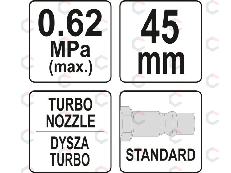 Oro pūtimo pistoletas | su turbo purkštuku | 45 mm (YT-23722) 2 Oro pūtimo pistoletas | su turbo purkštuku | 45 mm (YT-23722) 2