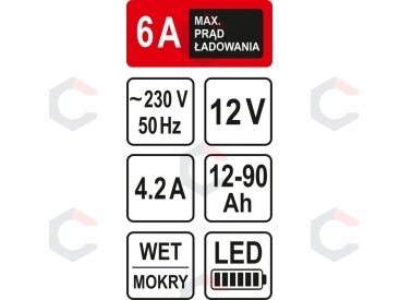 Pakrovėjas akumuliatoriams | 6A / 12V / 90 Ah | LED (82542) 2 Pakrovėjas akumuliatoriams | 6A / 12V / 90 Ah | LED (82542) 2