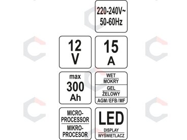 Elektroninis pakrovėjas 12V/2A, 6A, 10A, 15A BOOST 300s 20A (YT-83037) 5