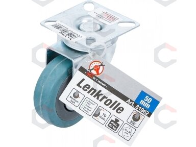 Pasukamas ratukas | Guma | su montavimo plokšte | Ø 50 mm (81962) Pasukamas ratukas | Guma | su montavimo plokšte | Ø 50 mm (81962)
