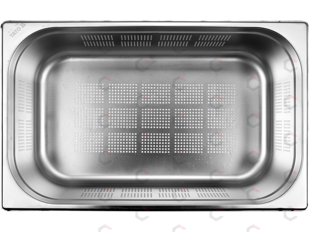 Perforuotas gastronominis indas GN 1/1 | 530 × 325 × 150 mm | nerūdijantis plienas | 19,5 l (YG-00344) 1 Perforuotas gastronominis indas GN 1/1 | 530 × 325 × 150 mm | nerūdijantis plienas | 19,5 l (YG-00344) 1