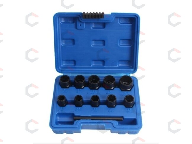 Specialus galvučių rinkinys / sraigtiniai ištraukikliai | 9 - 19 mm | 11 vnt. (SK201611) Specialus galvučių rinkinys / sraigtiniai ištraukikliai | 9 - 19 mm | 11 vnt. (SK201611)