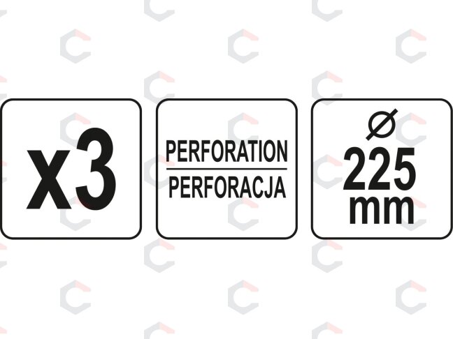 Perforuotas šlifavimo diskas su Velcro | P60 | 225mm | 3 vnt. (YT-846003) 2 Perforuotas šlifavimo diskas su Velcro | P60 | 225mm | 3 vnt. (YT-846003) 2
