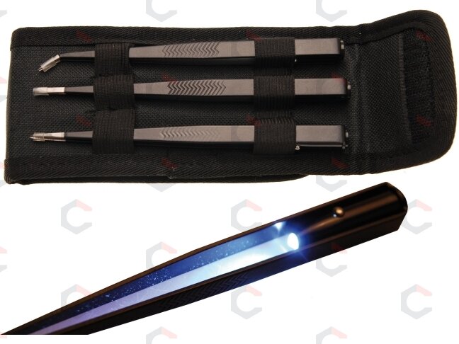 Pincetų su LED diodais rinkinys | 3 vnt. (3129) Pincetų su LED diodais rinkinys | 3 vnt. (3129)