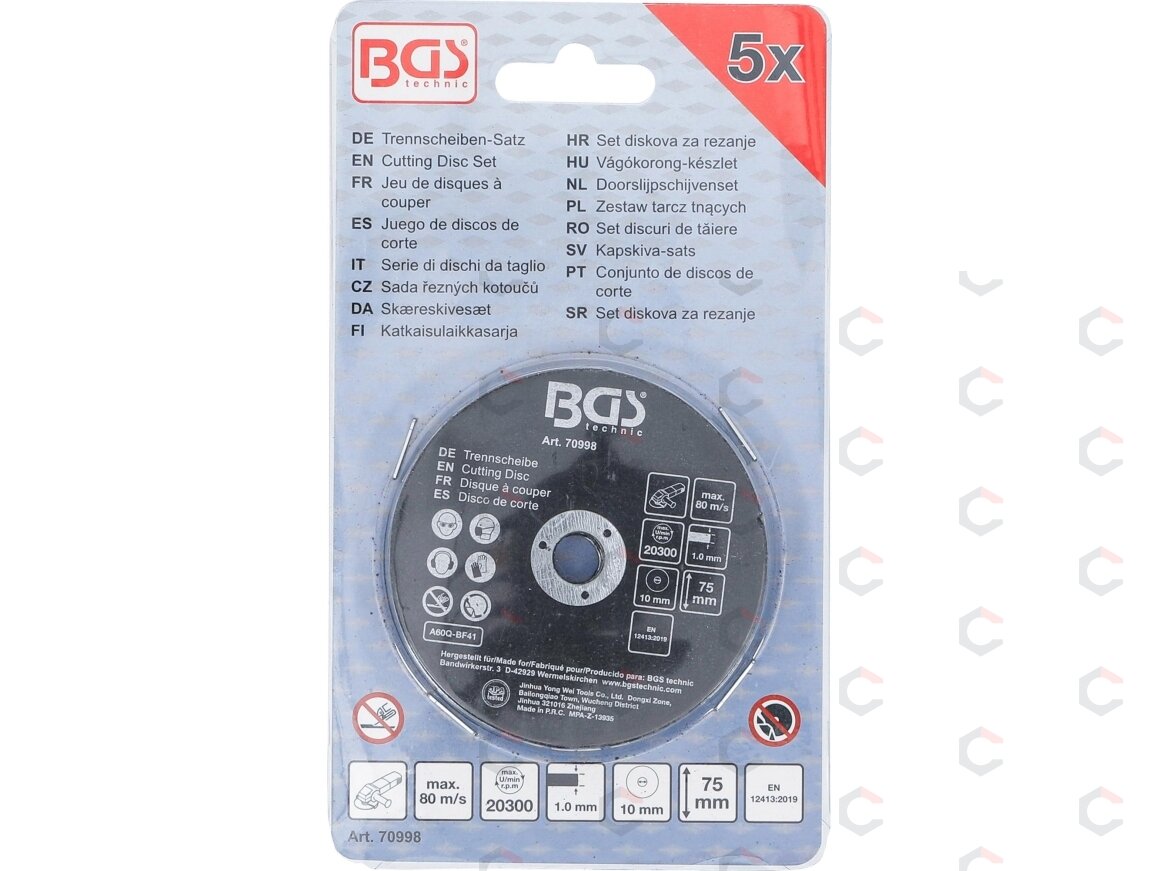 Pjovimo diskų rinkinys | nerūdijančiam plienui | Ø 75 x 1,0 x 10 mm | 5 vnt. (70998) 2 Pjovimo diskų rinkinys | nerūdijančiam plienui | Ø 75 x 1,0 x 10 mm | 5 vnt. (70998) 2