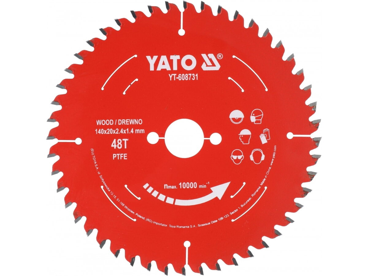 Pjovimo diskas medienai su PTFE danga, 140 × 20 mm, 48 dantų YATO (YT-608731) 1 Pjovimo diskas medienai su PTFE danga, 140 × 20 mm, 48 dantų YATO (YT-608731) 1