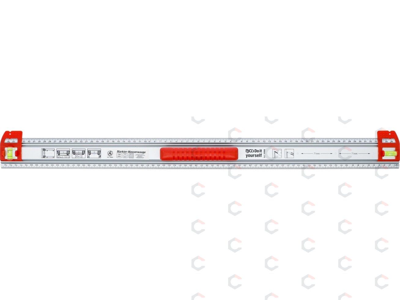 Pjovimo ir žymėjimo liniuotė | su rankena ir gulsčiuku | 750 mm (50866) 4