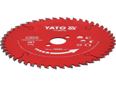Pjovimo diskas aliuminiui su PTFE danga, 140 × 20 mm, 48 dantų YATO (YT-608750)