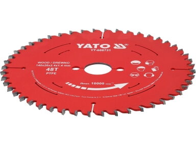 Pjovimo diskas medienai su PTFE danga, 140 × 20 mm, 48 dantų YATO (YT-608731)