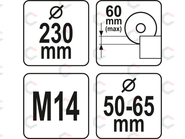 Pjovimo apsauga nuo dulkių | M14 | 230 mm (YT-82990) 2 Pjovimo apsauga nuo dulkių | M14 | 230 mm (YT-82990) 2