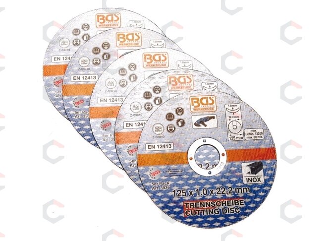 Pjovimo diskai nerūdijančiam plienui | Ø 125 x 1,0 x 22,2 mm | 5 vnt. (3936) Pjovimo diskai nerūdijančiam plienui | Ø 125 x 1,0 x 22,2 mm | 5 vnt. (3936)